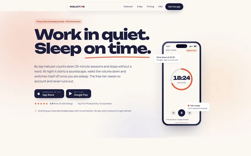 Demo landing page for a mobile app