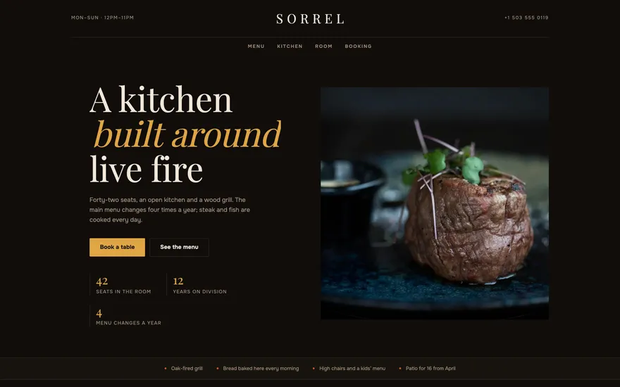 Demo landing page for a restaurant