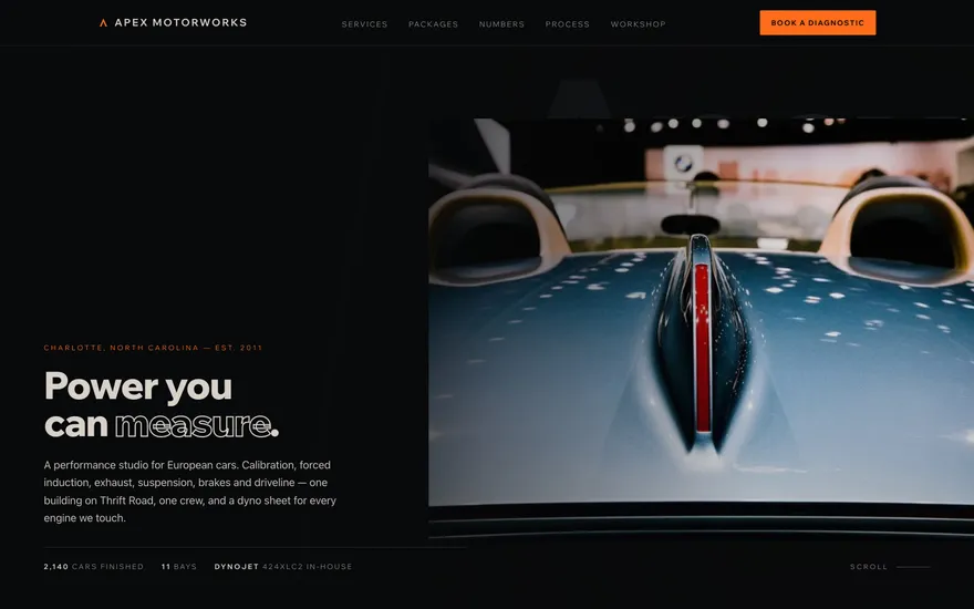Demo landing page for a performance studio